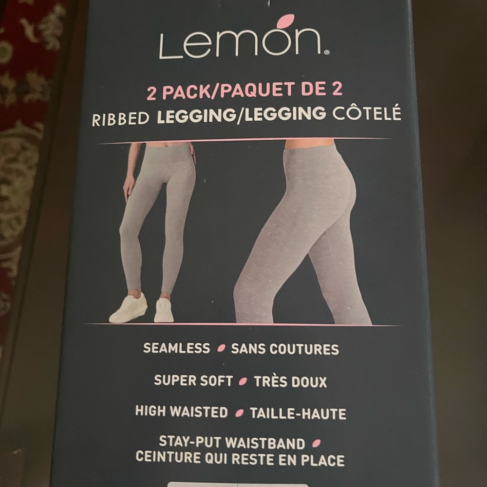Lemon Ribbed Leggings - 2 Pack in Gray